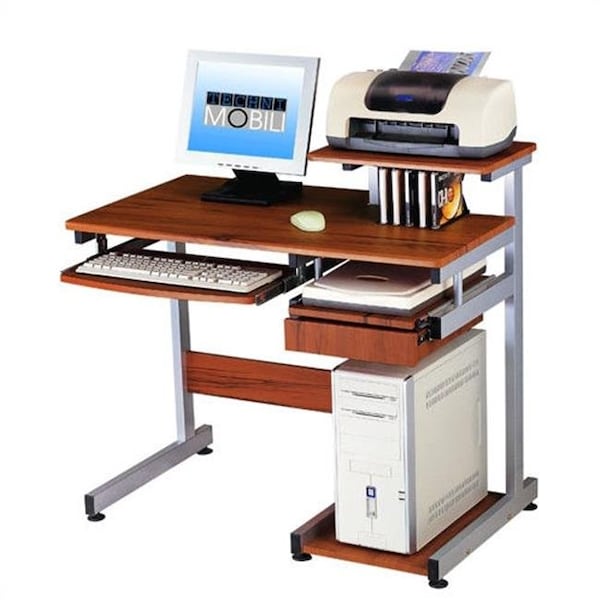 Techni Mobili Techni Mobili CD-2706A-WG01 Basic Computer Desk With Drawer And Pull Out Scanner Panel - Woodgrain RTA-2706A-WG01 - main
